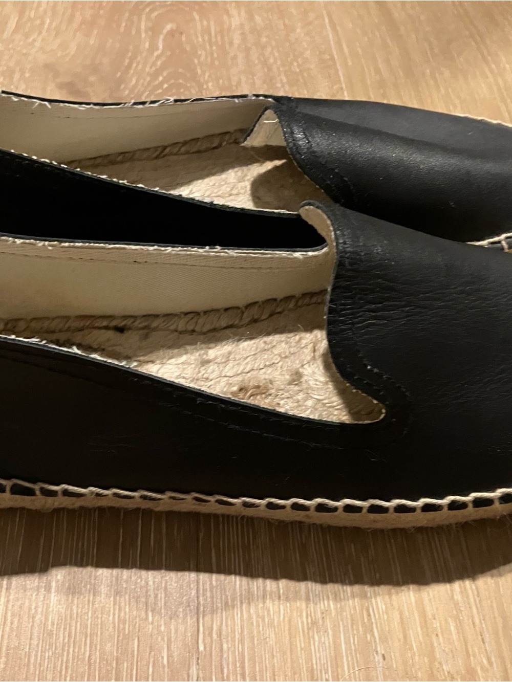 Soludos Black Leather Espadrilles with Natural Jute Trim - Picture 4 of 5